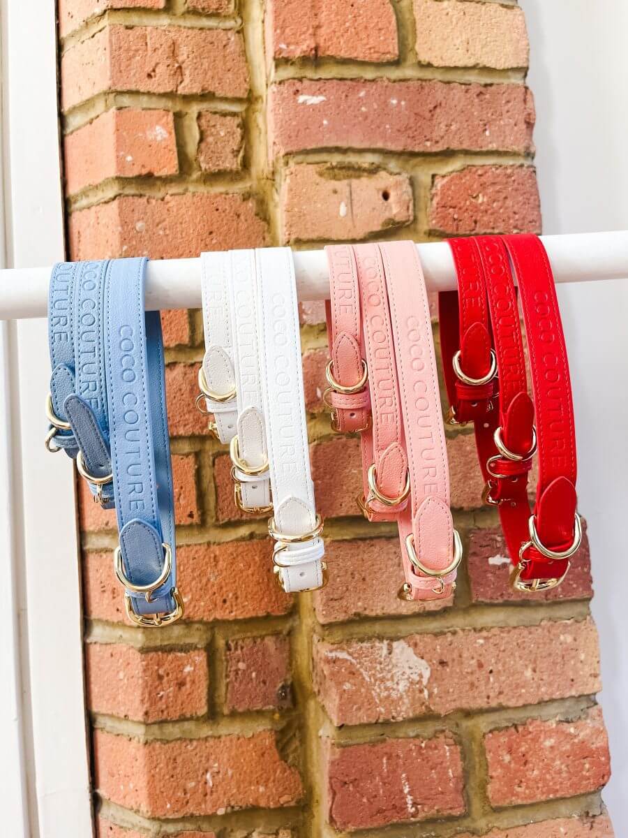 Vegan Lightweight Leather Dog Collar (Red) – by Coco Couture